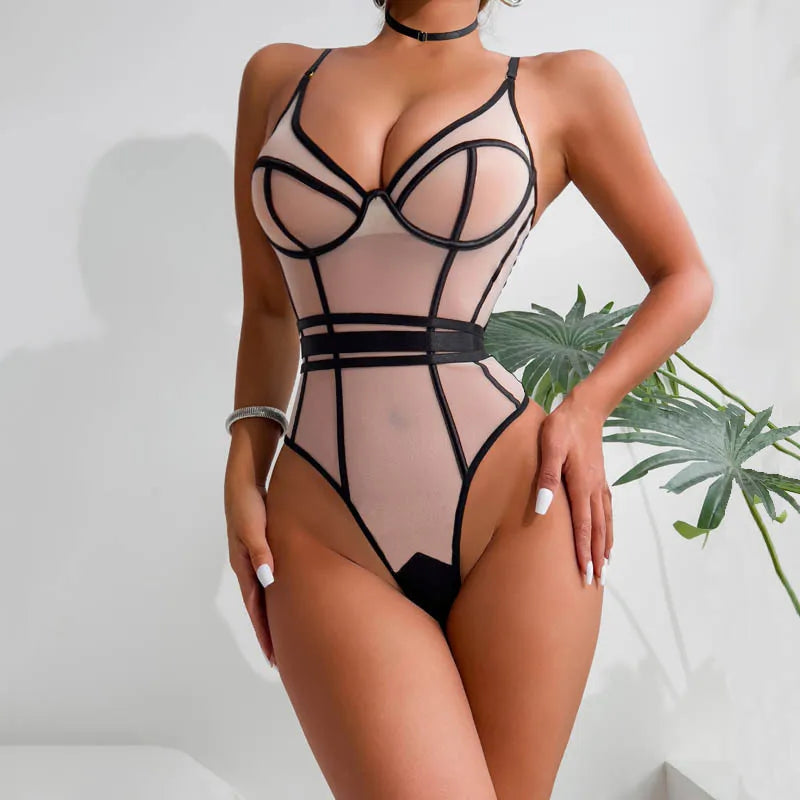 Erotic Fantasy Mesh Bodysuit – Ellolace Sheer One-Piece Intimates for Her