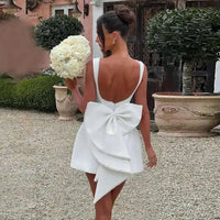 Sexy Backless Pearl Bow Dress – Townlike Women’s A-Line Mini Dress