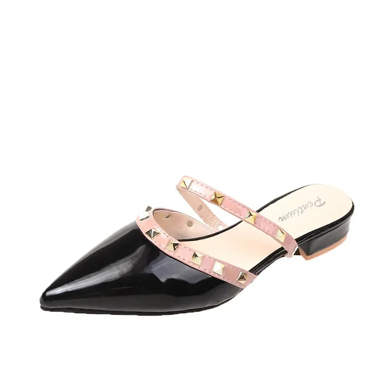 2025 Fashion Rivet Slippers for Women – Stylish Outdoor Low-Heel Casual Footwear