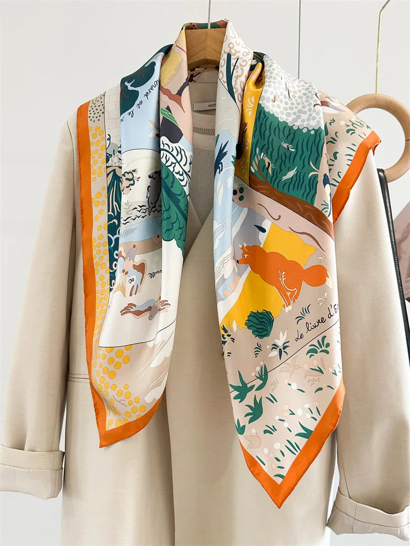 Luxury Silk Twill Scarf 90 – Hand-Rolled Designer Mulberry Silk for Women