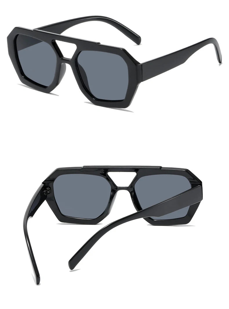 VintEdge Luxe – Square Sunglasses with Double Bridge Design