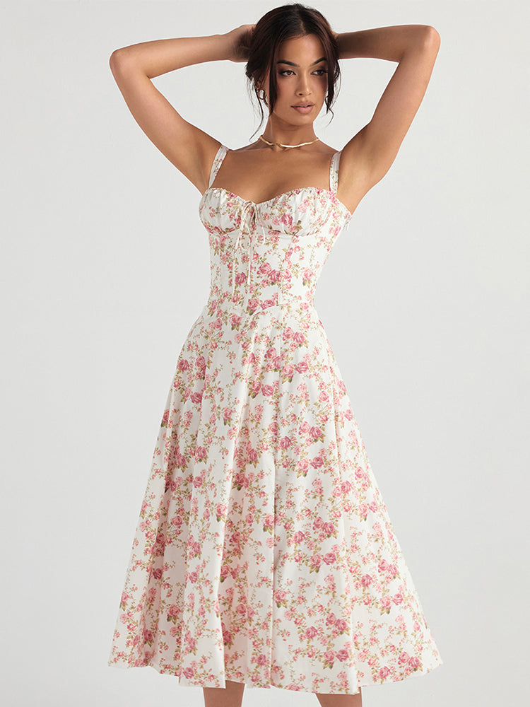 2025 Suninheart Summer Dress – Floral Print, Lace-Up, and Breezy Elegance