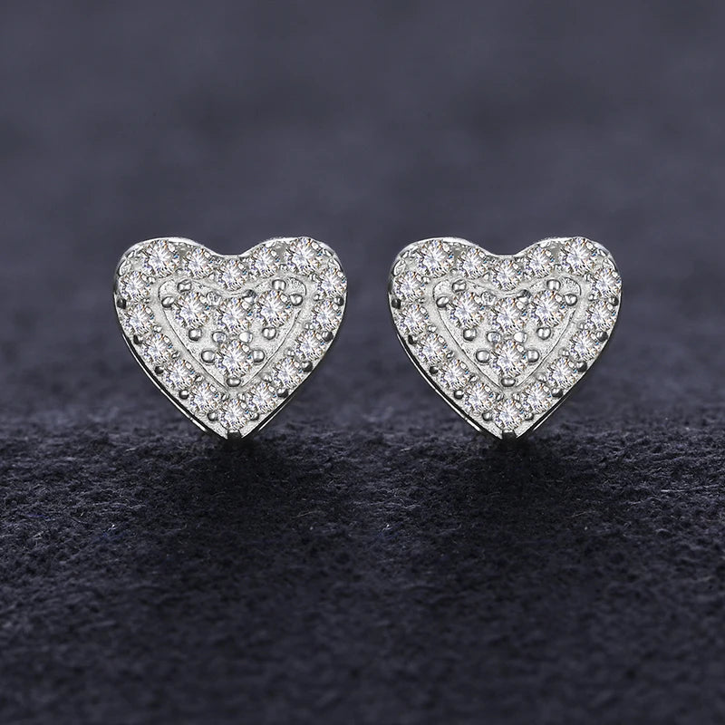 Brilliant Round Moissanite Earrings – Sterling Silver Studs, Dazzling Gift for Him or Her