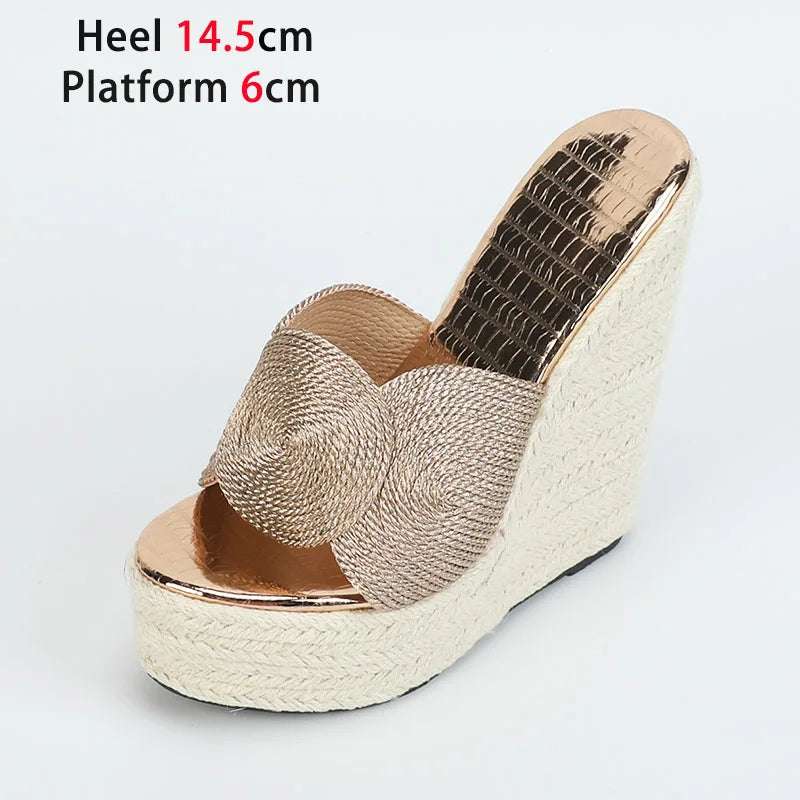 High Platform Straw Wedge Heels – Hot Summer Sandals for Women