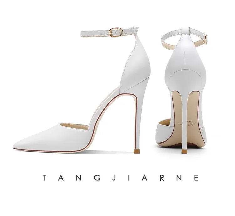 Spring Summer Fashion Sheepskin Heels – Women’s Buckle Strap Sandals (6–12cm)