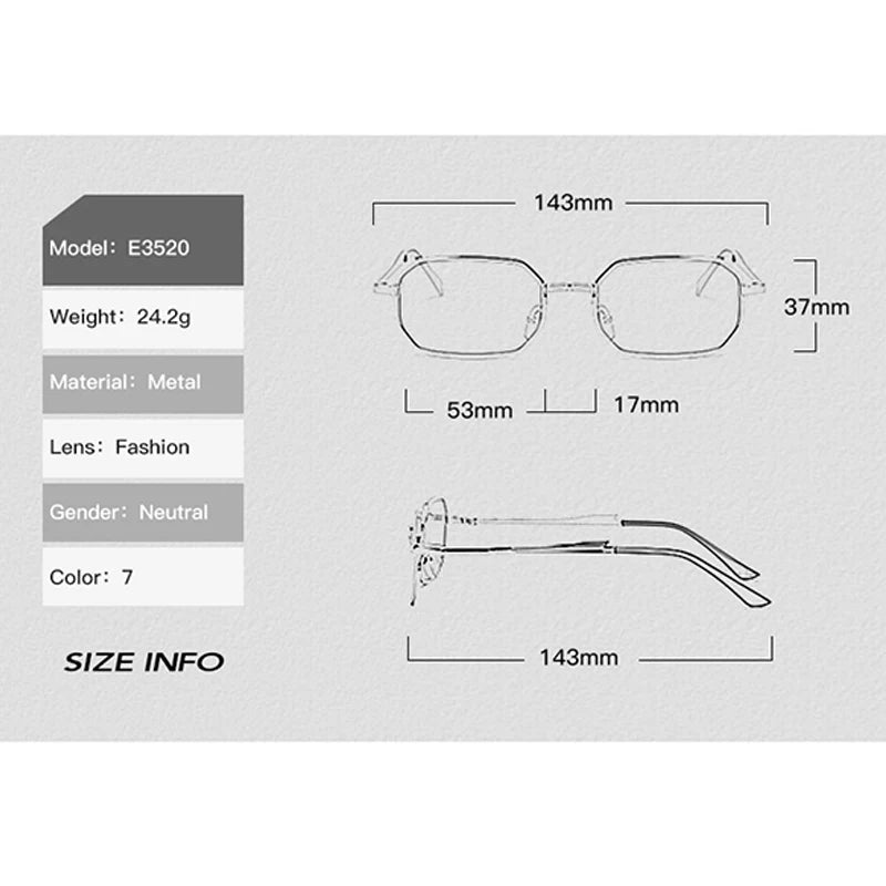 Classic Narrow Metal Sunglasses – Sleek Rectangle Design for Men & Women