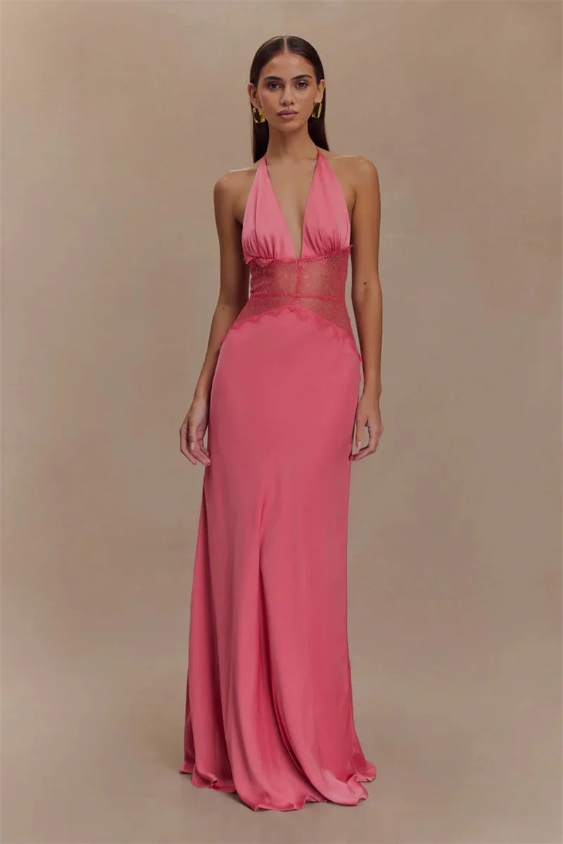 Summer Temptation – Deep V-Neck Halter Long Dress