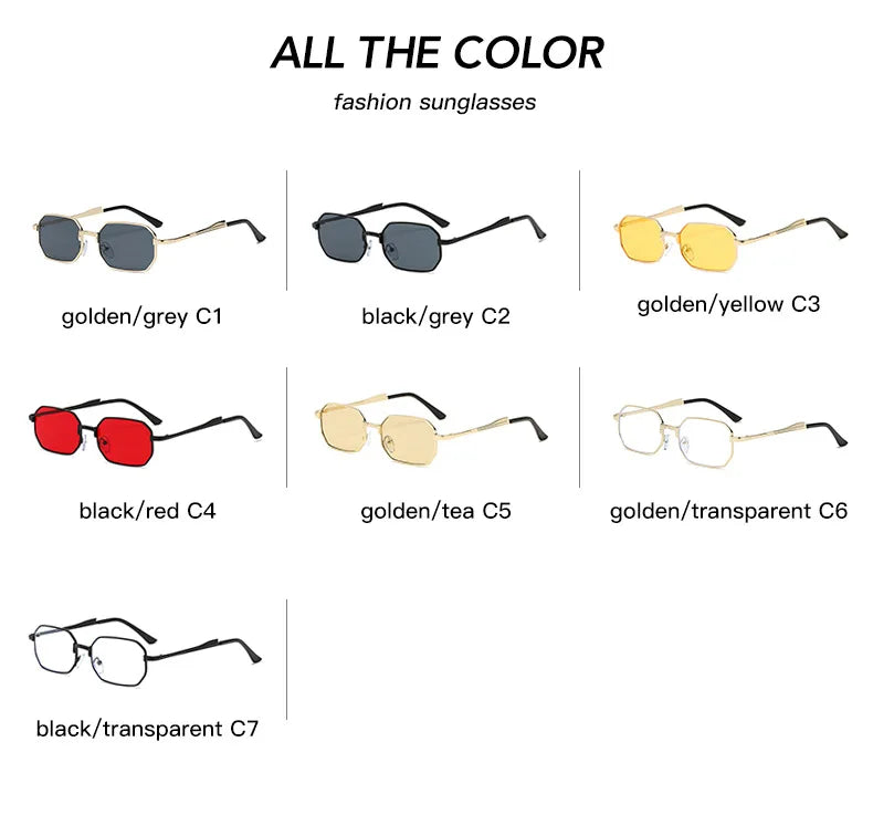 Classic Narrow Metal Sunglasses – Sleek Rectangle Design for Men & Women