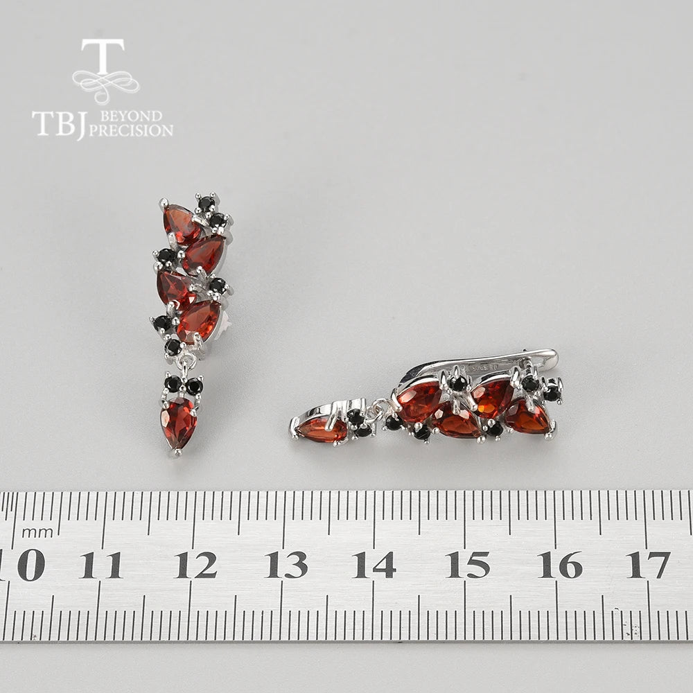 Natural Mozambique Garnet Drop Earrings – 925 Sterling Silver Elegance
