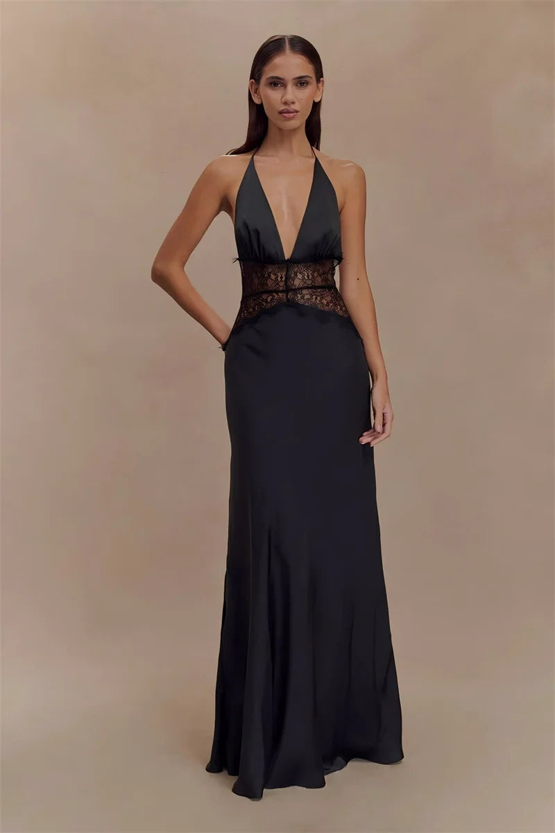 Summer Temptation – Deep V-Neck Halter Long Dress