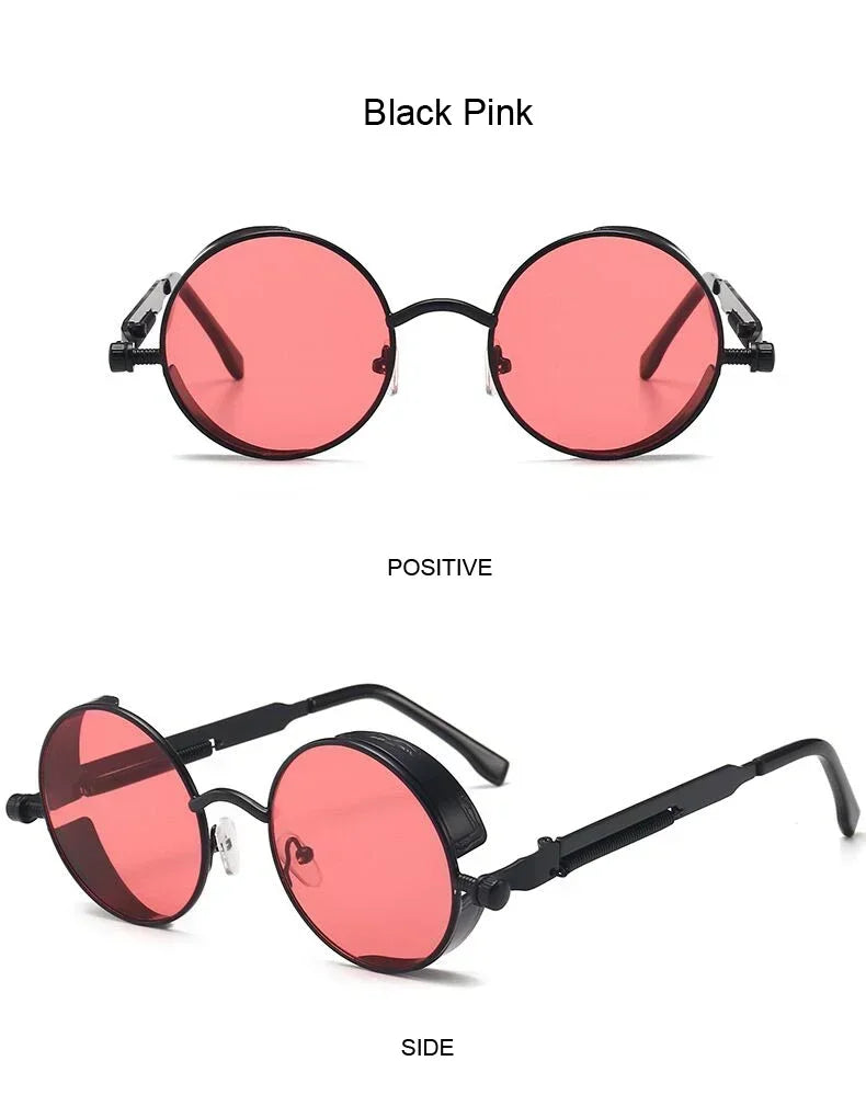 Vintage Steampunk Round Sunglasses – Unisex Metal Frame UV400 Designer-Inspired Retro Shades