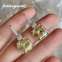 Luxury Sterling Silver Gemstone Drop Earrings – Asscher Cut Citrine Sparkle