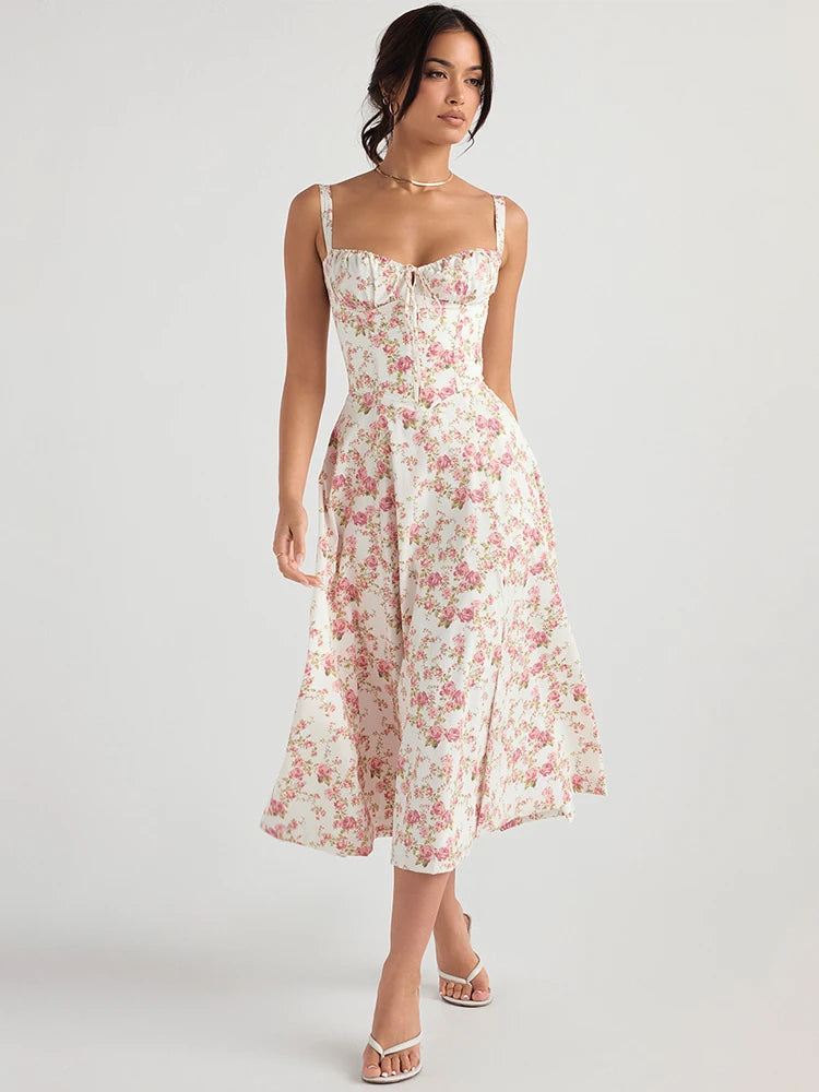 2025 Suninheart Summer Dress – Floral Print, Lace-Up, and Breezy Elegance