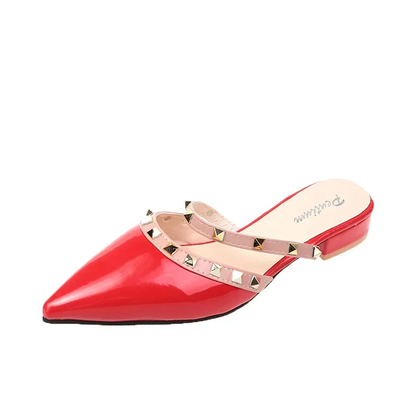 2025 Fashion Rivet Slippers for Women – Stylish Outdoor Low-Heel Casual Footwear