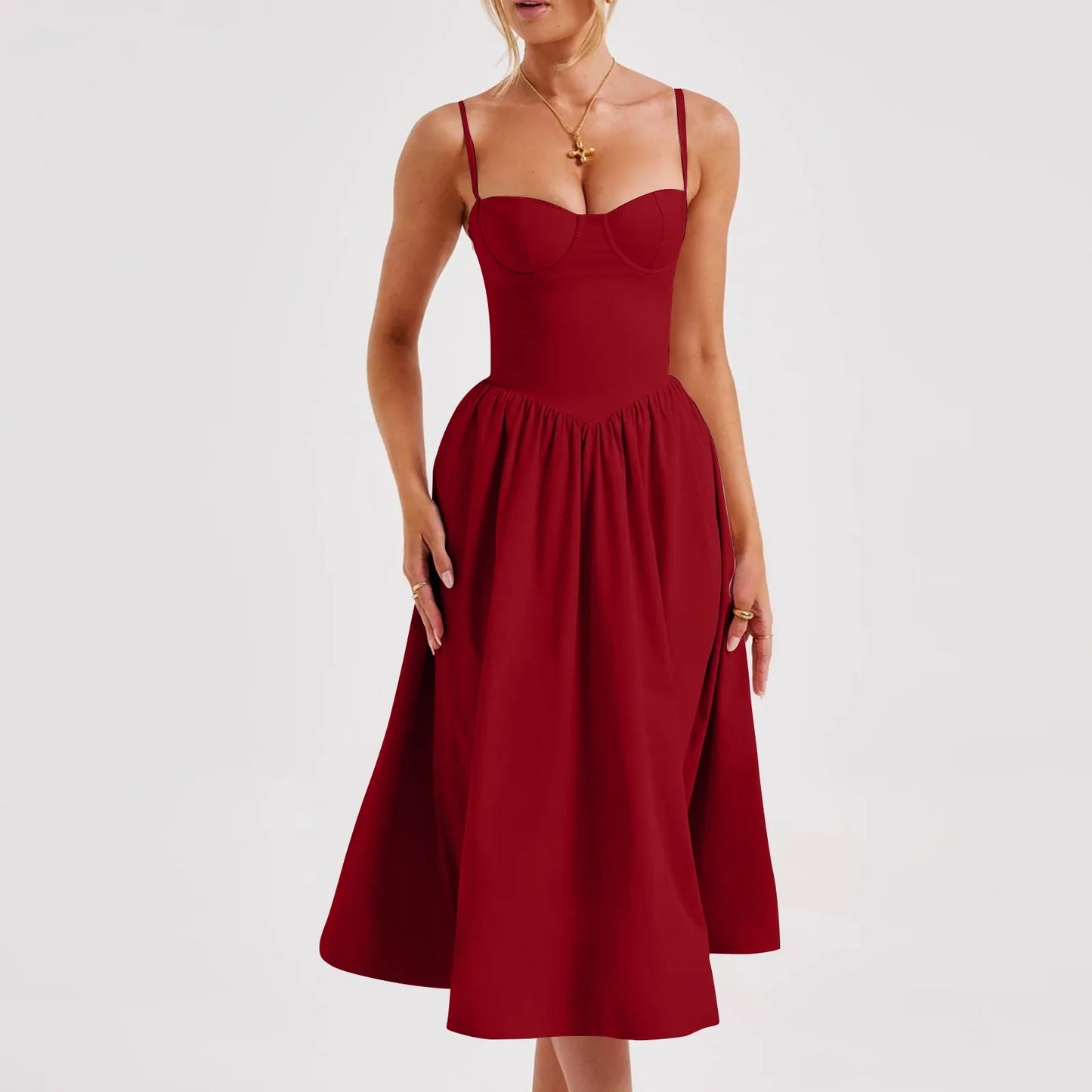 Sexy Sleeveless A-Line Dress for Women – Mid-Length Feminine Summer Style