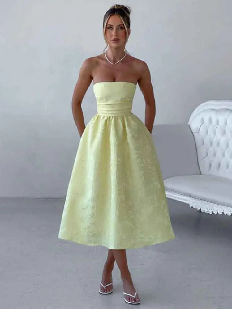 Elegant Bodycon Party Dress – White Jacquard Backless Maxi Dress by NIDANSSI