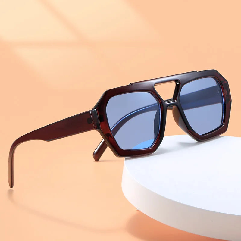 VintEdge Luxe – Square Sunglasses with Double Bridge Design