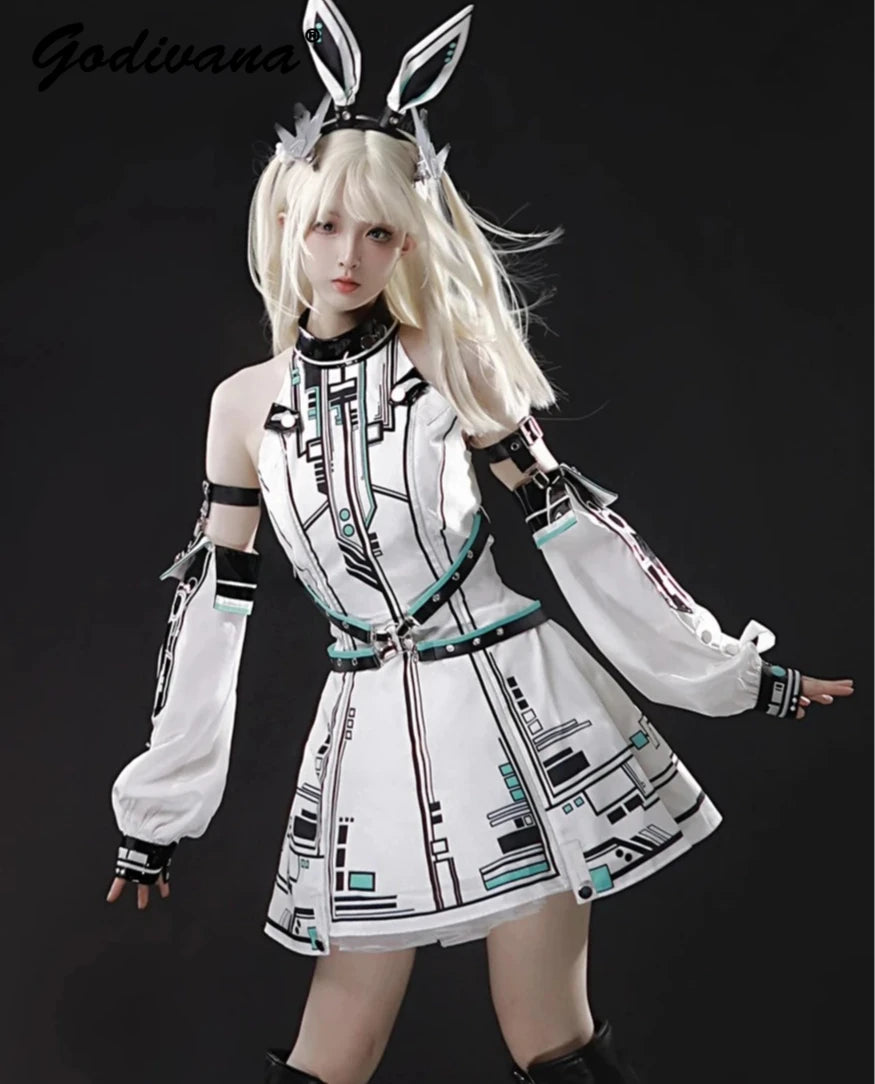 Cool Subculture Rabbit Ear Dress – Gothic Lolita Short Tank Dress for Cosplay