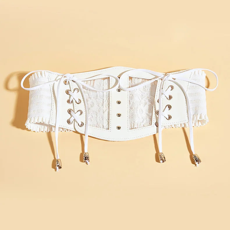 Black Corset Waist Trainer – Gothic Bustier Slimming Lace Up Corselet Belt