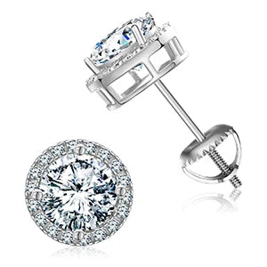 Brilliant Round Moissanite Earrings – Sterling Silver Studs, Dazzling Gift for Him or Her