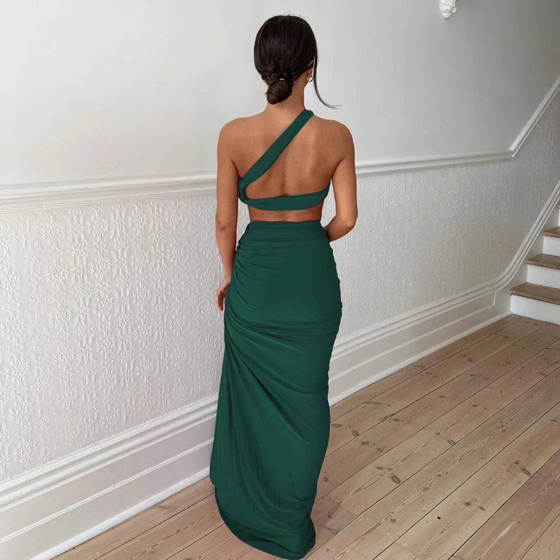 Trendy Vacation Co-Ord Set – Dulzura Sleeveless Top & Long Skirt Matching Outfit