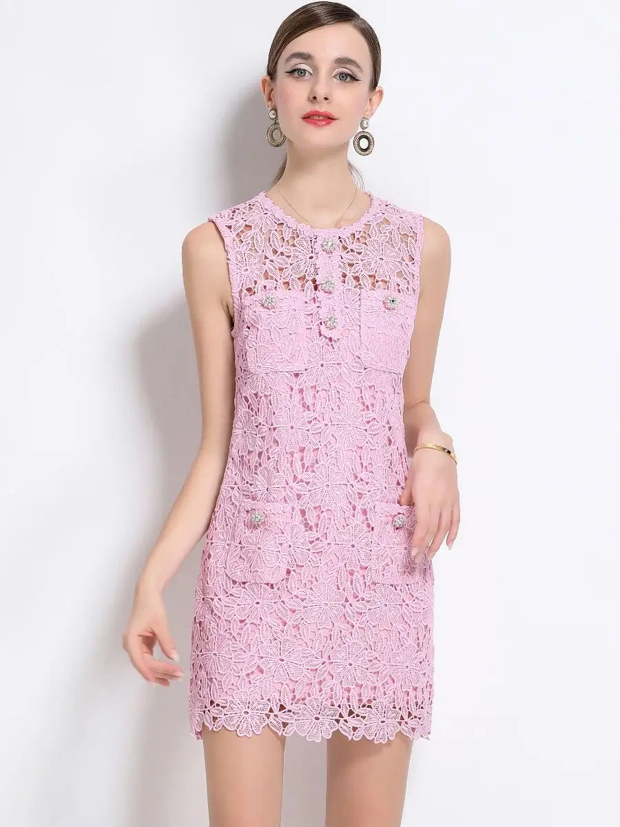 Crystal Petal – Elegant Sleeveless Tank Dress