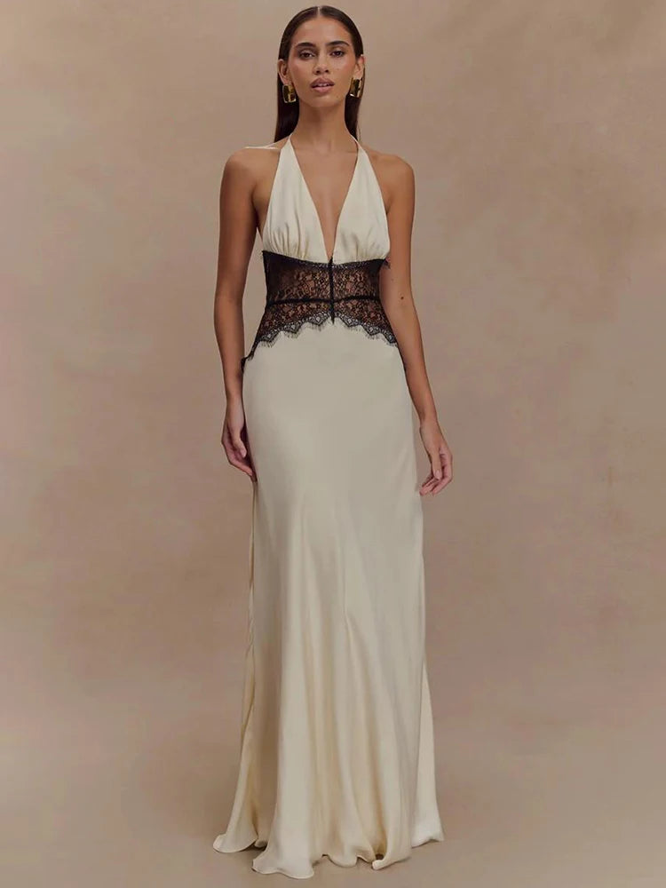 Summer Temptation – Deep V-Neck Halter Long Dress