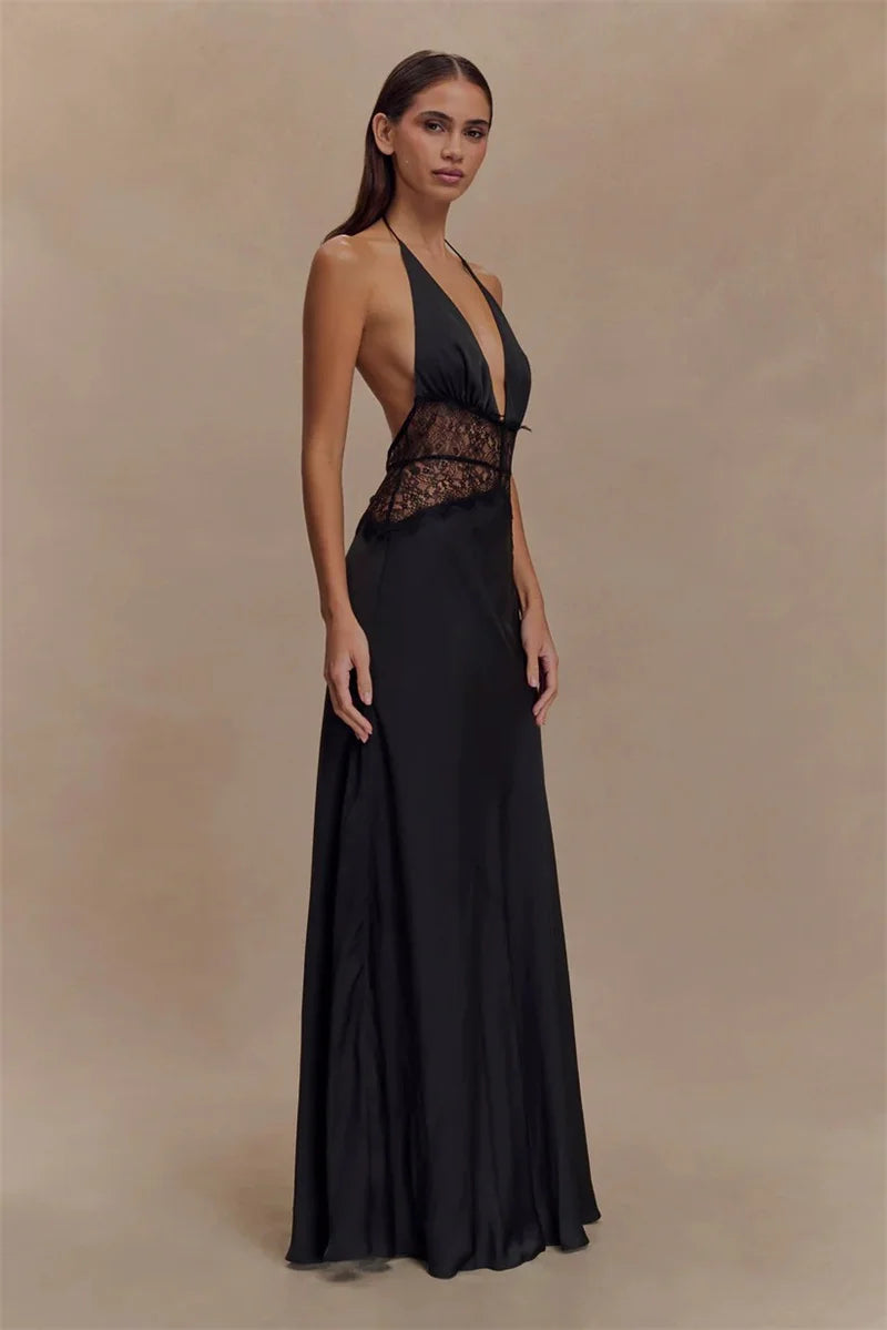 Summer Temptation – Deep V-Neck Halter Long Dress