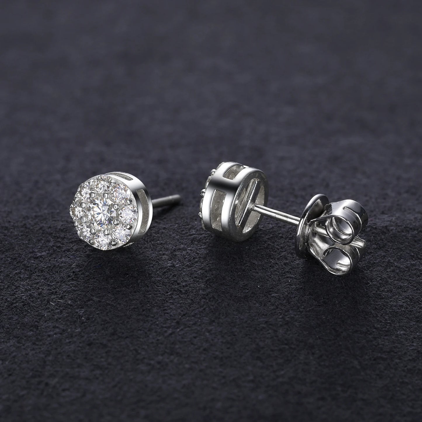 Brilliant Round Moissanite Earrings – Sterling Silver Studs, Dazzling Gift for Him or Her