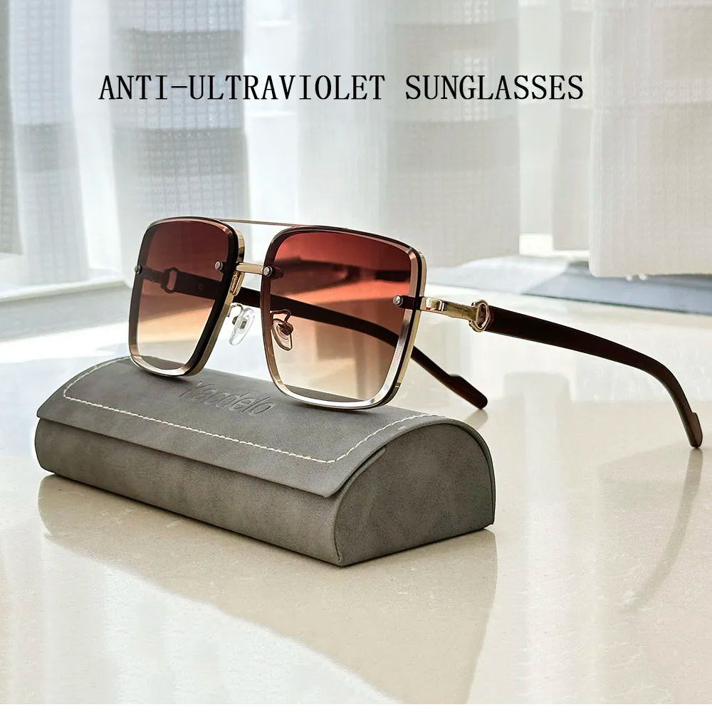 Retro Square Designer Sunglasses for Men – Wooden Frame Sun Lentes