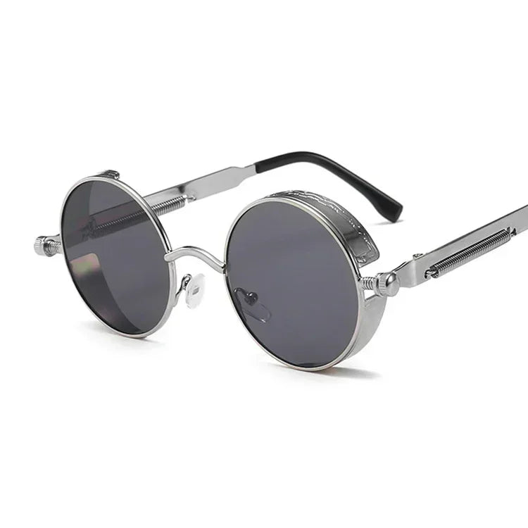 Vintage Steampunk Round Sunglasses – Unisex Metal Frame UV400 Designer-Inspired Retro Shades