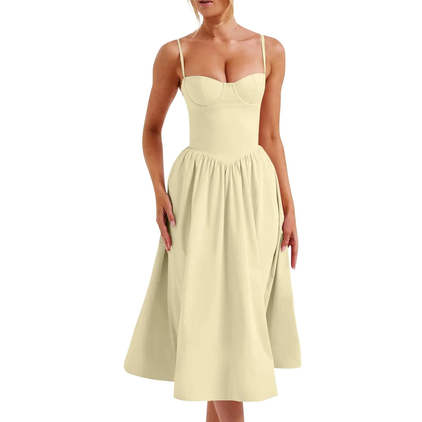 Sexy Sleeveless A-Line Dress for Women – Mid-Length Feminine Summer Style