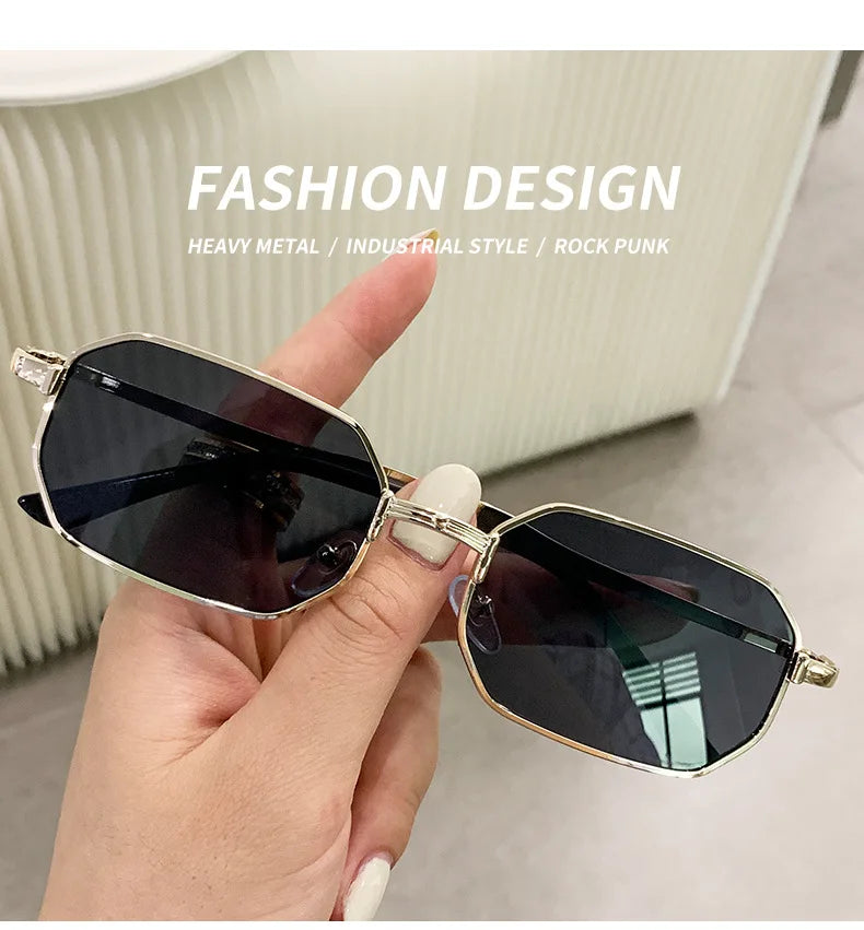 Classic Narrow Metal Sunglasses – Sleek Rectangle Design for Men & Women
