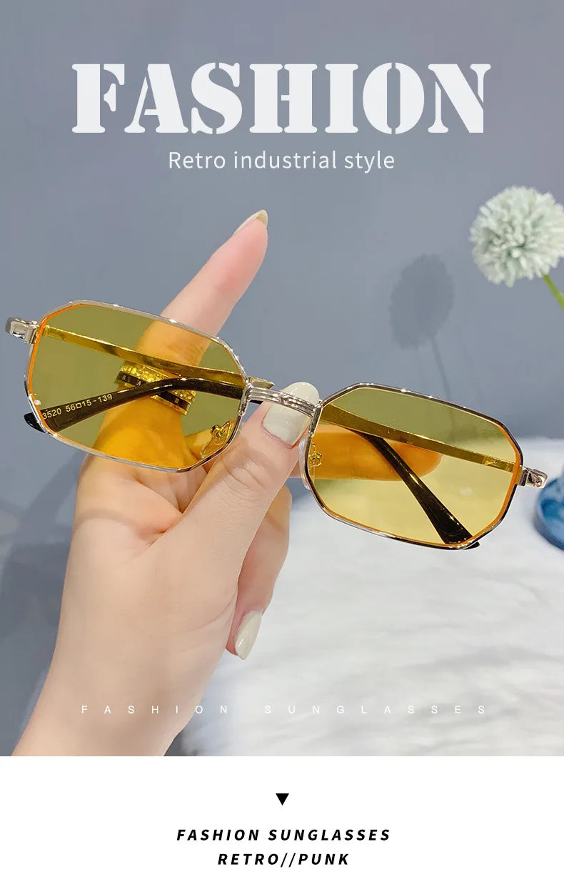 Classic Narrow Metal Sunglasses – Sleek Rectangle Design for Men & Women