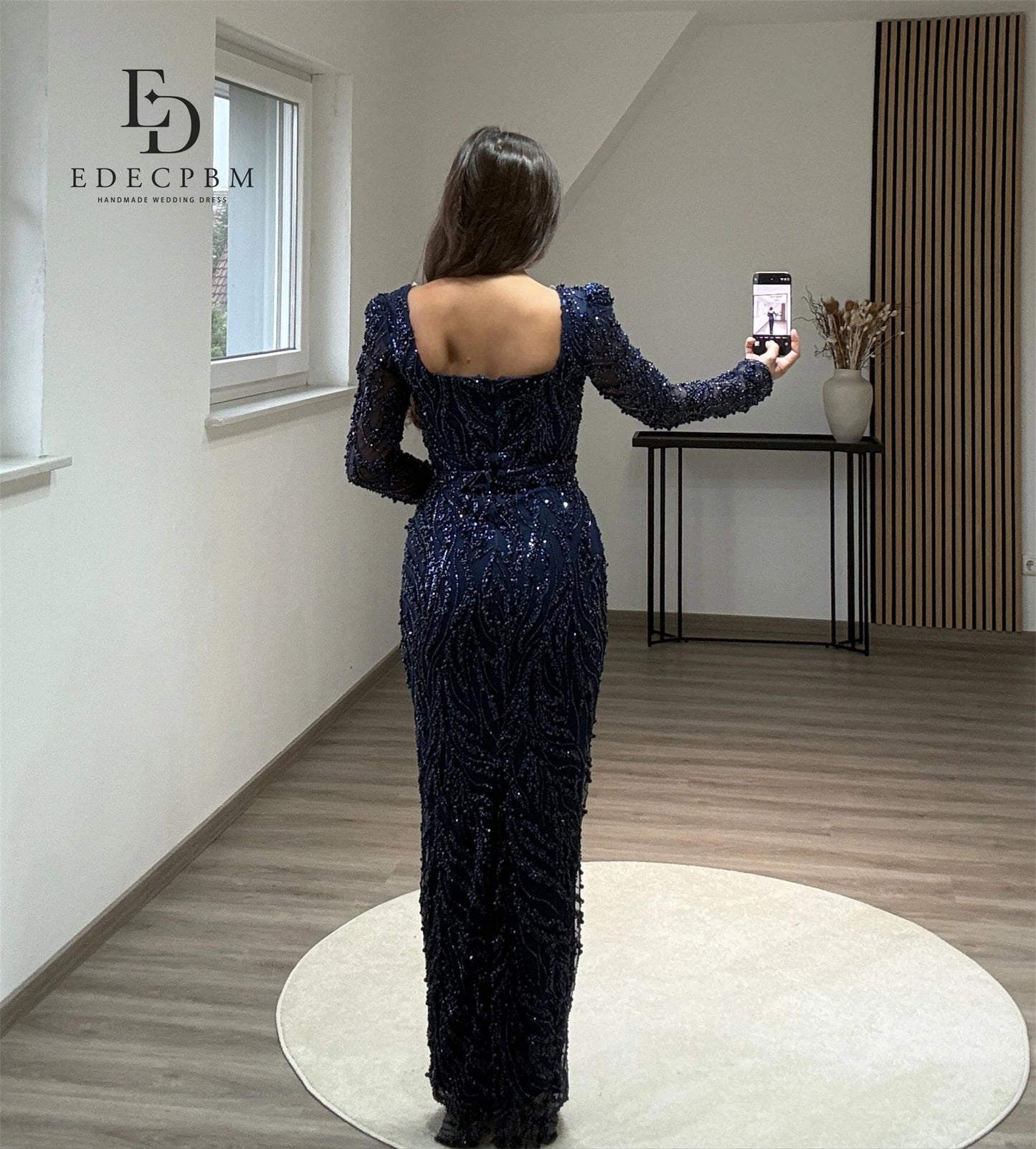 Luxury 2025 Navy Blue Evening Dress – Beaded Lace Mermaid Fit