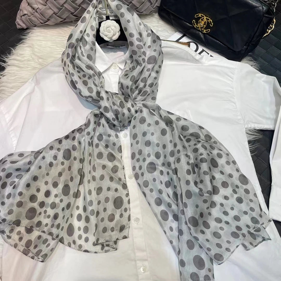 Elegant Blue Graffiti Silk Shawl – Neck & Head Scarf for All Seasons