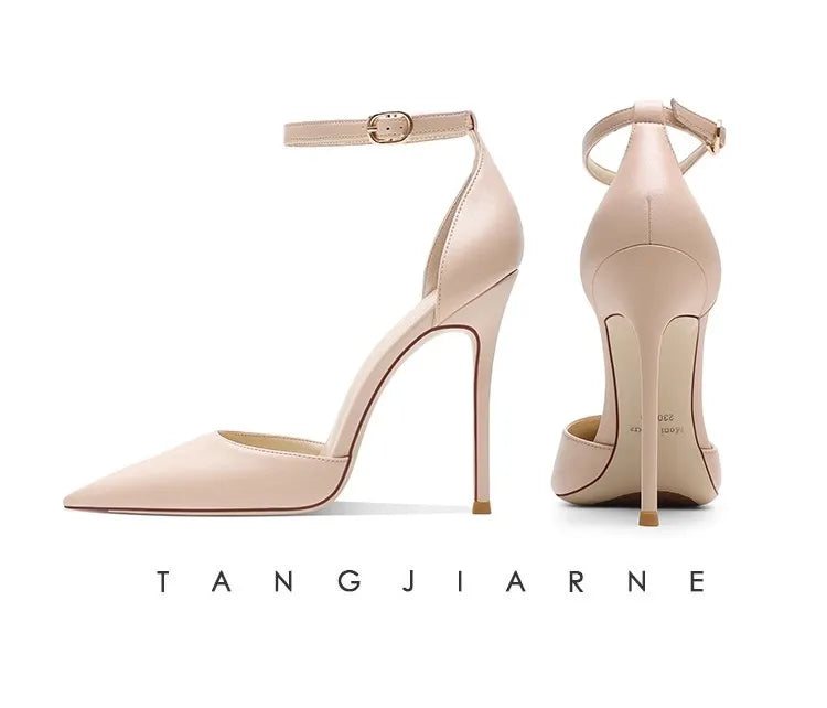 Spring Summer Fashion Sheepskin Heels – Women’s Buckle Strap Sandals (6–12cm)