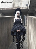 Sweet Lolita Suspender Dress – Short Flower JSK for Weddings & Special Occasions