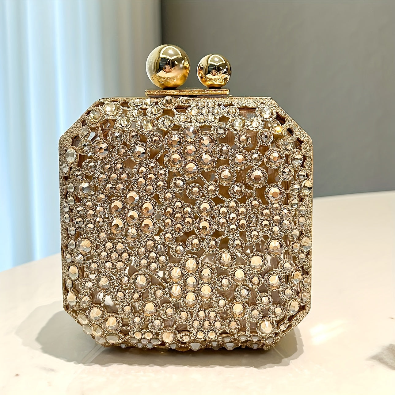 Radiant Crystal-Embellished Box Evening Bag – Perfect for Parties, Banquets & Formal Events