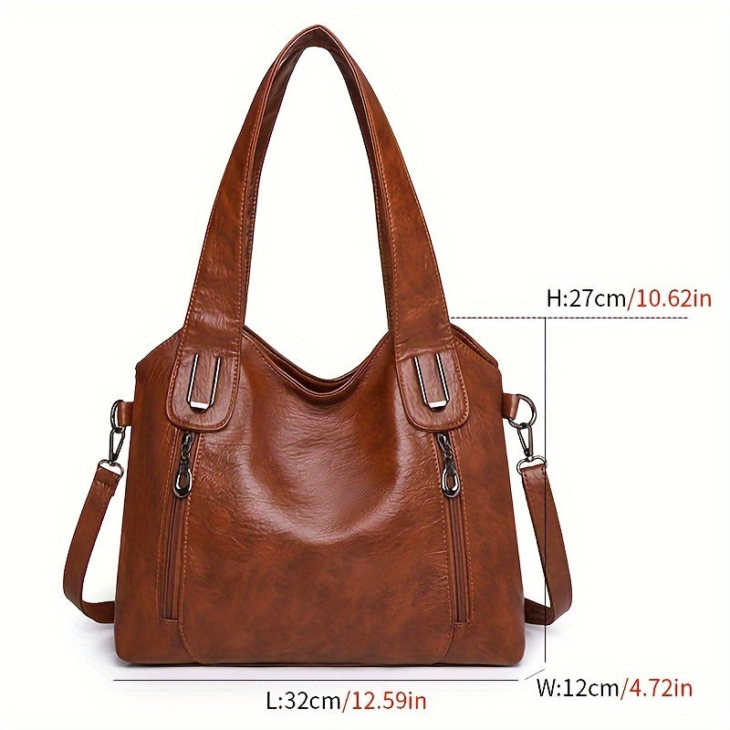 Versatile Large Capacity Tote Bag – Women's Synthetic Leather Crossbody Handbag with Removable Strap