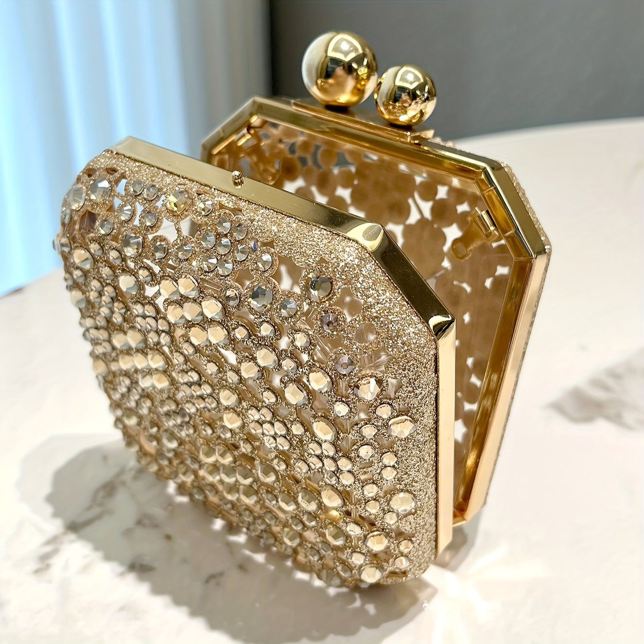 Radiant Crystal-Embellished Box Evening Bag – Perfect for Parties, Banquets & Formal Events