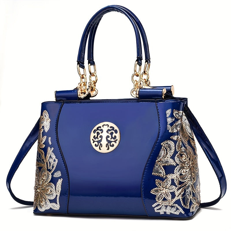 Trendy Floral Print Patchwork Shoulder Bag – Casual Commute & Work Tote