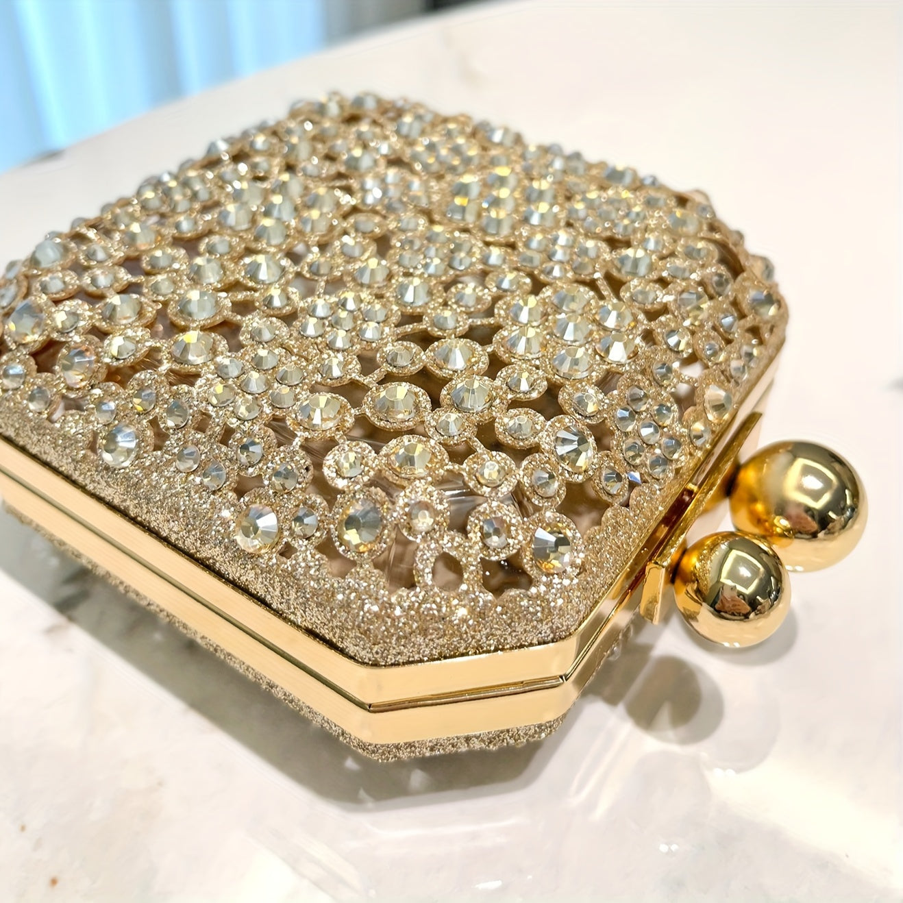 Radiant Crystal-Embellished Box Evening Bag – Perfect for Parties, Banquets & Formal Events