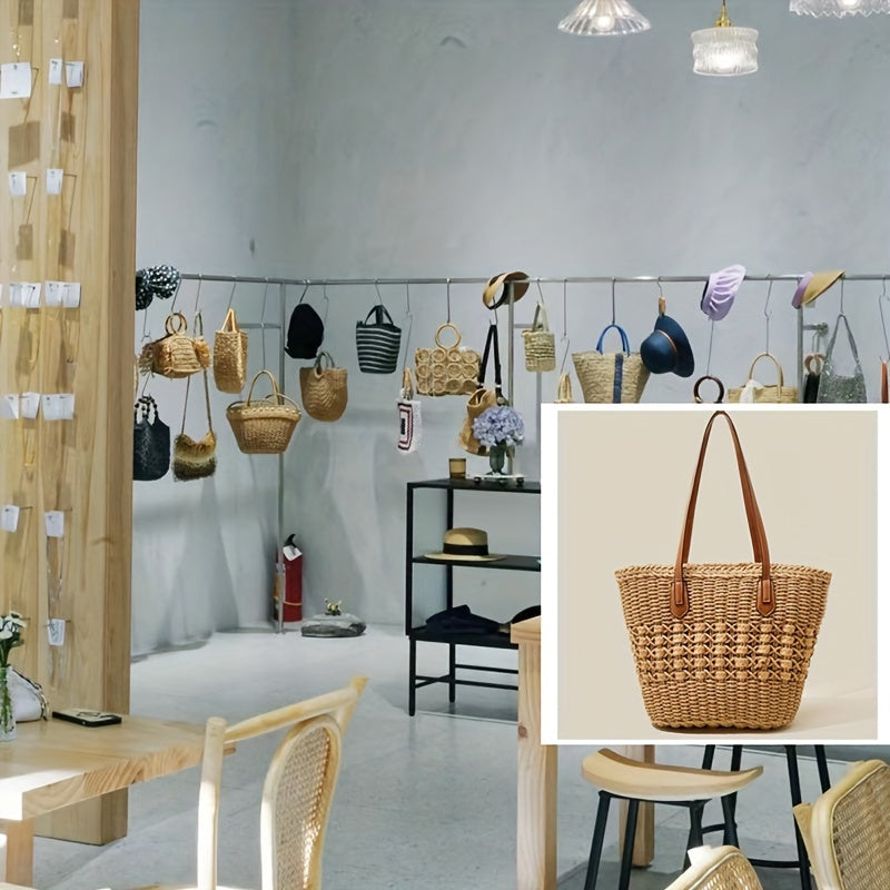 Women’s Vacation-Ready Straw Bag – Large Capacity Woven Shoulder Tote