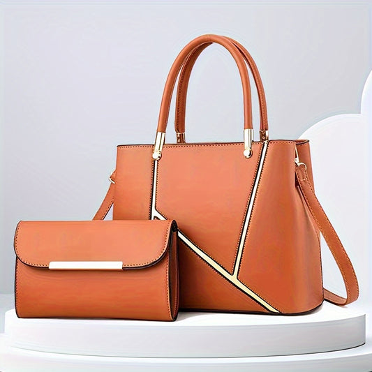 Chic 2Pcs Tote Bag Set – Versatile Shoulder Handbag with Matching Mini Clutch