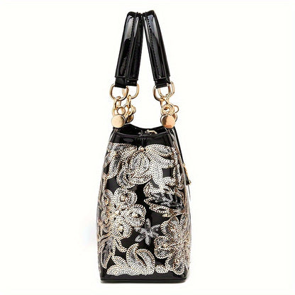 Trendy Floral Print Patchwork Shoulder Bag – Casual Commute & Work Tote