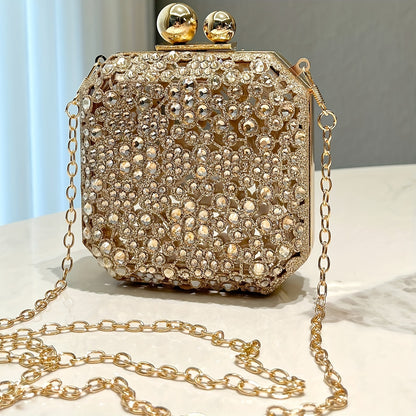 Radiant Crystal-Embellished Box Evening Bag – Perfect for Parties, Banquets & Formal Events