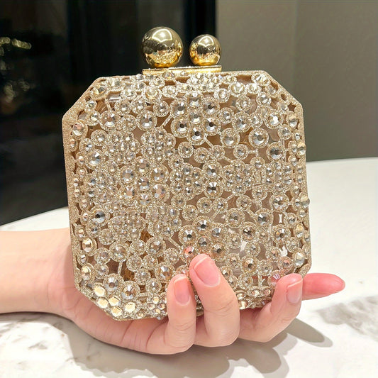 Radiant Crystal-Embellished Box Evening Bag – Perfect for Parties, Banquets & Formal Events