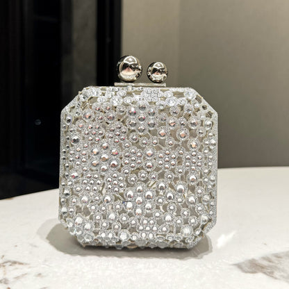 Radiant Crystal-Embellished Box Evening Bag – Perfect for Parties, Banquets & Formal Events