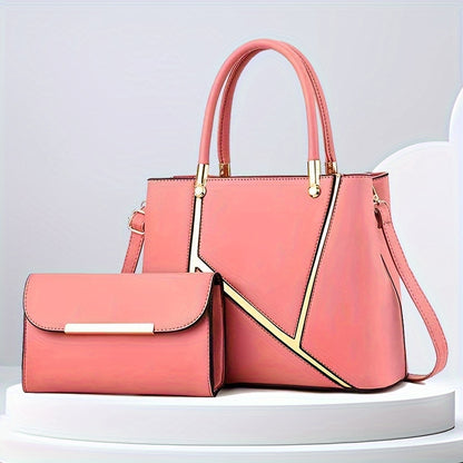Chic 2Pcs Tote Bag Set – Versatile Shoulder Handbag with Matching Mini Clutch